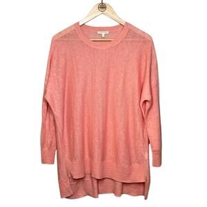 Eileen Fisher Sweater 100% Linen Fine Gauge Pullover Coral Women's Petite Medium